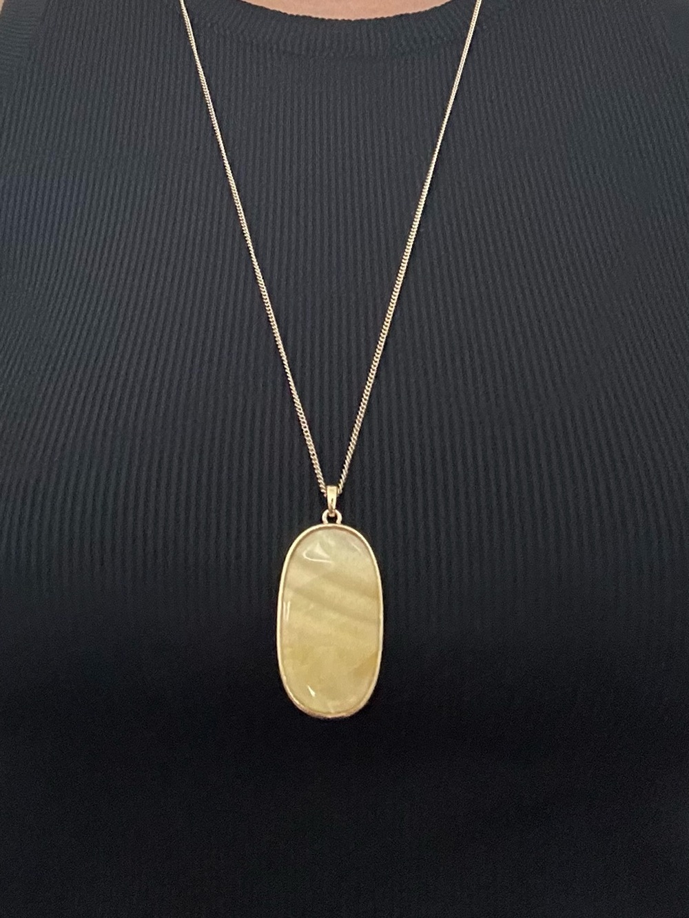 Banana Republic Gold Oval Pendant Necklace